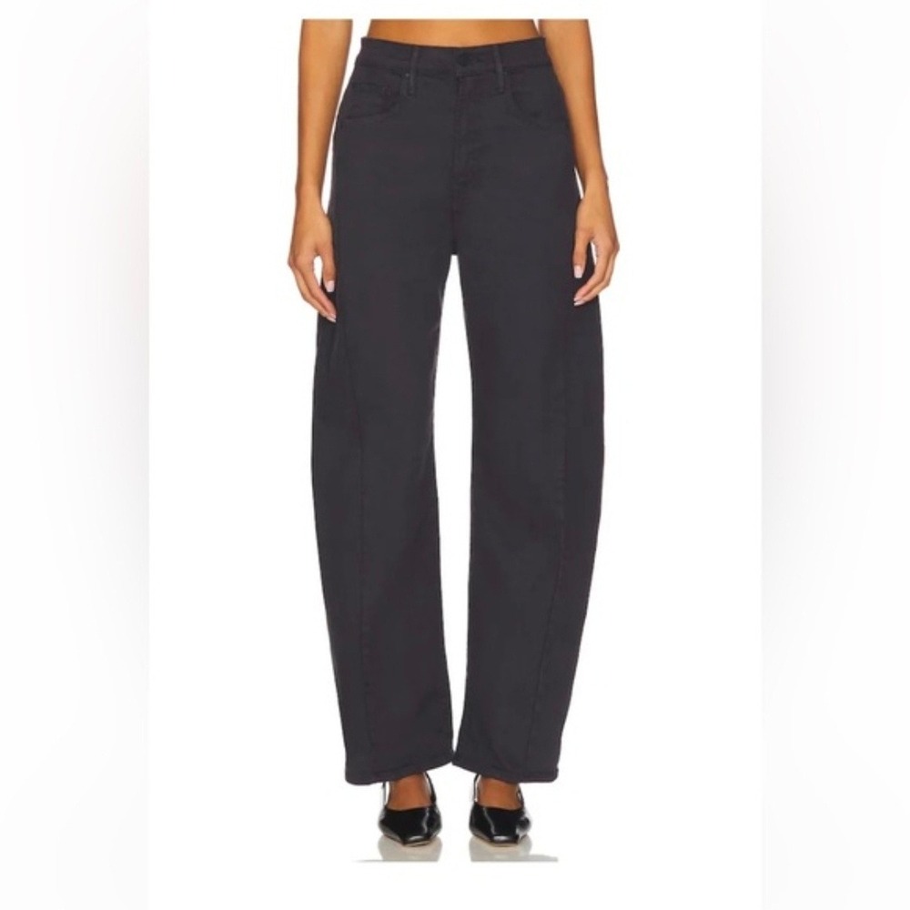 MOTHER The Half-Pipe Flood Jeans Cats And Dogs Faded Black Wide Leg 30